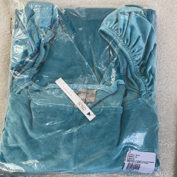 NWT Maternity Aqua Velvet Puff Long Sleeve Dress Size 8 - Picture 16 of 16